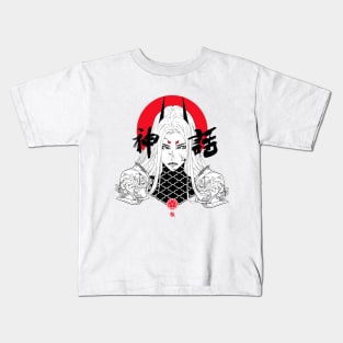 Vaporwave Samurai Japanese Warrior Kids T-Shirt